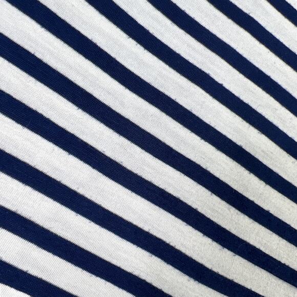 Charming Charlie Sleeveless Stripe Tee Shirt Blouse Sheer Peach Chiffon Shoulder - Picture 7 of 11